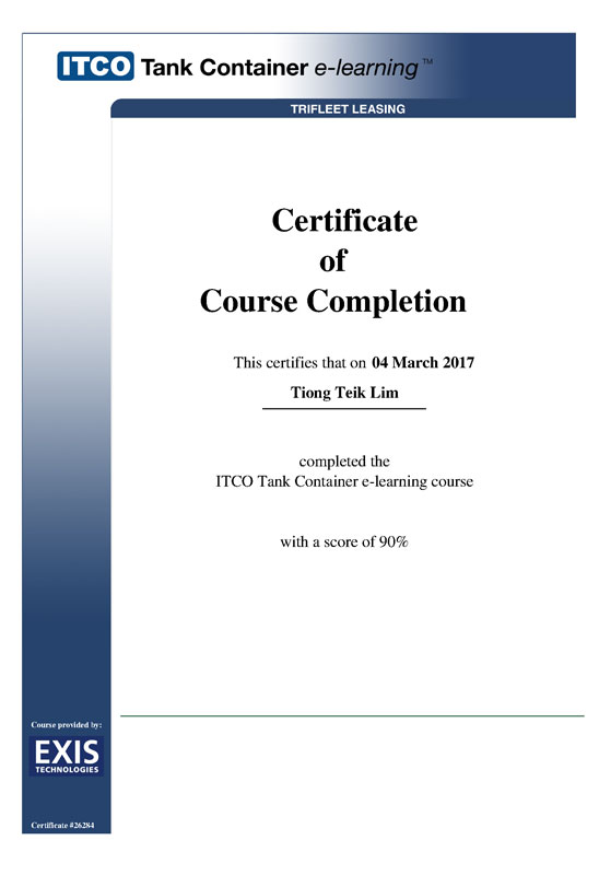 Petikemas ITCO Certificate